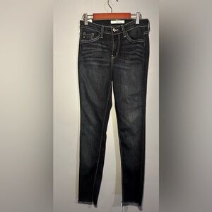 Kancan skinny jeans, dark wash with detailed hemming, size 26